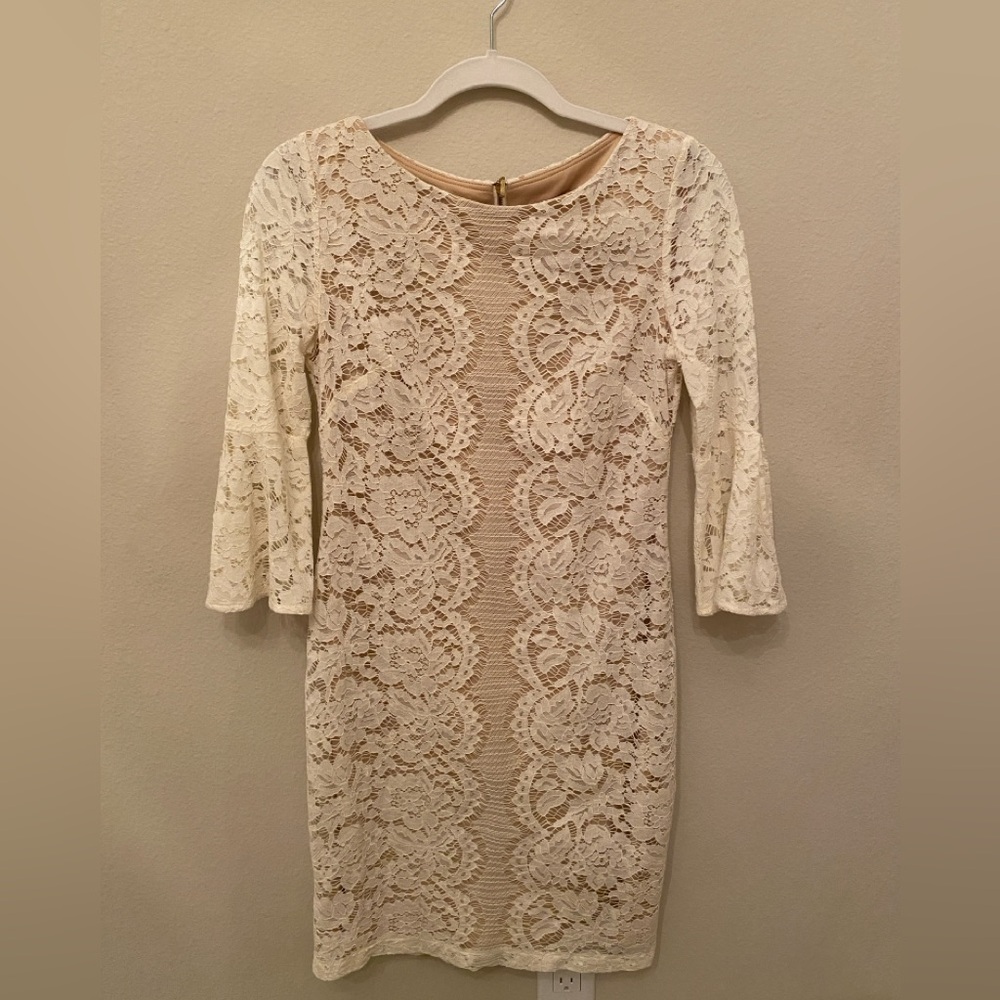 Dress barn White and Beige Lace Dress Women’s